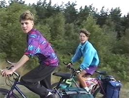 Chris and Tristan on the forest roads near Tangham Cottages